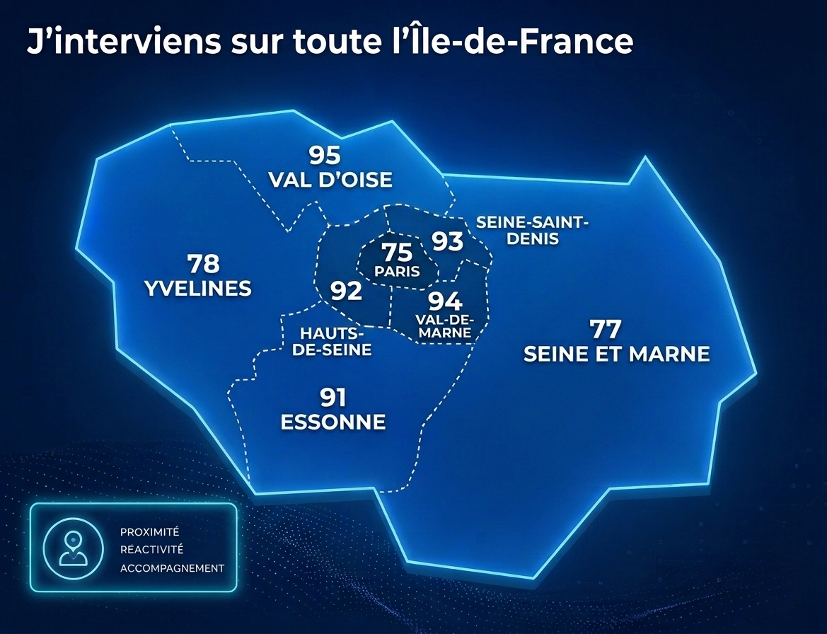 Zone d'intervention de Nicolas JORIS - ENJ Conseil en Île-de-France